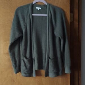 Women's Green Open-Front Sweater